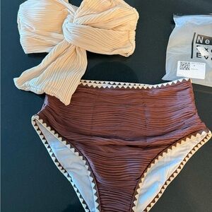 Elegant Cream and Brown Bikini Set
